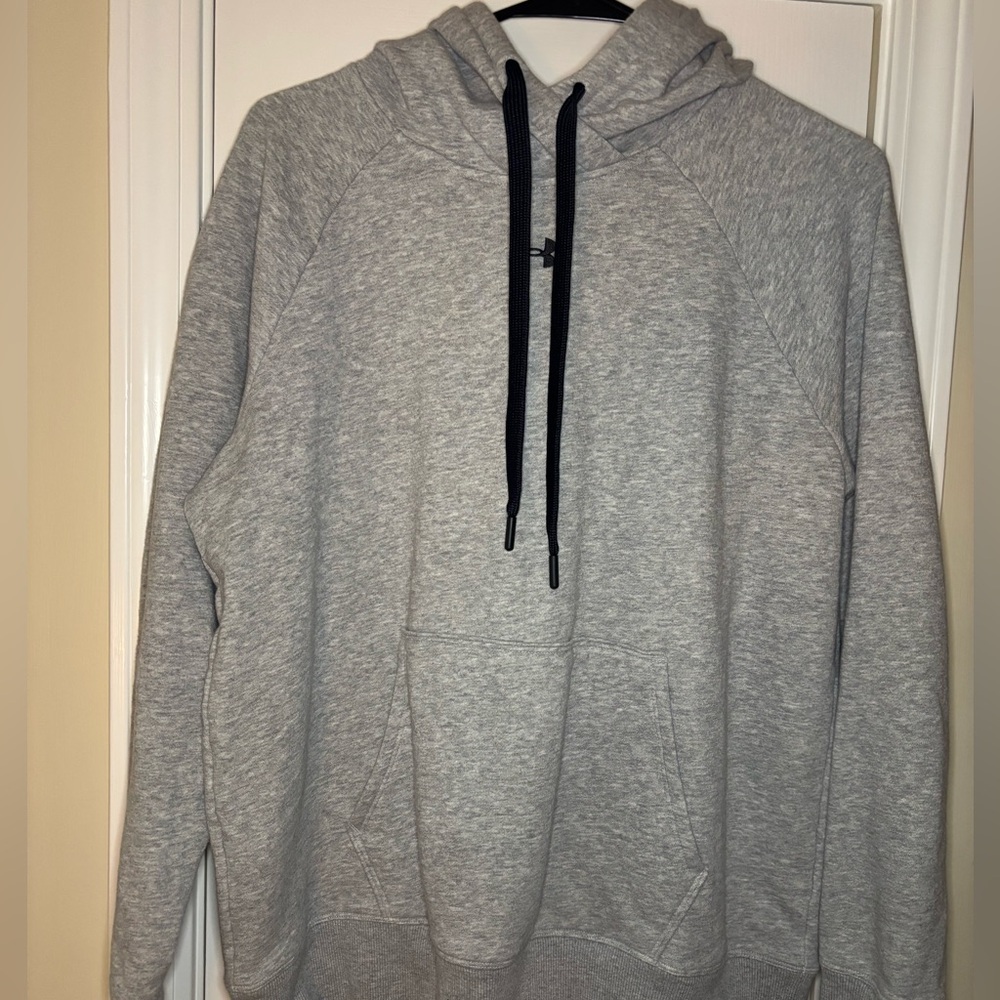 Gray Hoodie with Black Drawstrings
